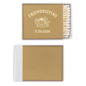 Celebrate with those closest in your life with the Friendsgiving Cornucopia Match. Show your chosen family and friends how much they mean to you with a personalized matchbook to keep the flame of community alive. The sleek and simple design is perfect for small gatherings and close-knit intimate events. 