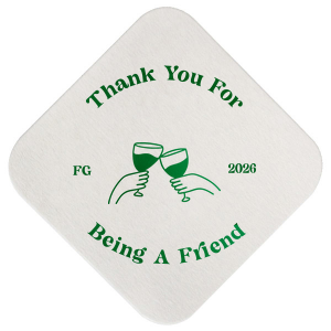 Coast on good graces this year with the Thank You For Being A Friend Coaster. Friends and family alike will feel the significance of the season with the customizable drink ware that adds a stylish personalization to your party decor.