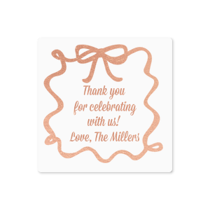 The Ribbon Frame Label makes a timeless accessory no matter the occasion, from traditional family gathering to trendy friend party. With personalized text, this label is will be a hit at your next special event.
