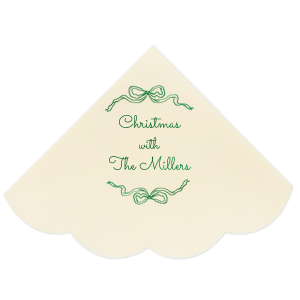 The elegant Holiday Bows Napkins are a classy addition to your holiday gatherings. Featuring gorgeous bows wrapped around customized text, you can personalize your special seasonal dinnerware for almost any holiday event.