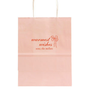 A gift presented in the Warmest Wishes Bag will certainly place good cheer into the hearts of loved ones. The elegant bag comes in a variety of colors with a multitude of inks to create custom text that clearly imparts your holiday message.