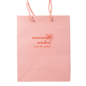 A gift presented in the Warmest Wishes Bag will certainly place good cheer into the hearts of loved ones. The elegant bag comes in a variety of colors with a multitude of inks to create custom text that clearly imparts your holiday message.