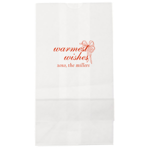 A gift presented in the Warmest Wishes Bag will certainly place good cheer into the hearts of loved ones. The elegant bag comes in a variety of colors with a multitude of inks to create custom text that clearly imparts your holiday message.