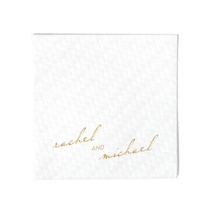 Enhance your table with the Vintage Modern Script Napkin where timeless script meets modern asymmetry. Each napkin subtly showcases the couple's names, offering a unique detail to your event — perfect for gatherings that blend tradition with a touch of the contemporary.