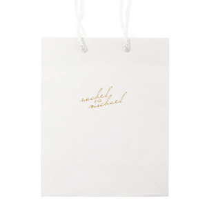 ForYourParty's personalized White Euro Bag with Satin 18 Kt. Gold Foil can be personalized to match your party's exact theme and tempo.