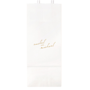 ForYourParty's personalized White Euro Bag with Satin 18 Kt. Gold Foil can be personalized to match your party's exact theme and tempo.