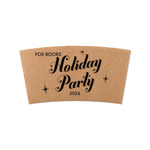 The Sparkle Holiday Party Coffee Sleeve stands out as stylish classic. The customizable text projects your messaging with eye catching design, suitable for nearly any event or business!