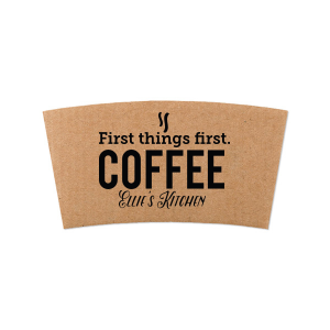 The simple design of the Coffee First Coffee Sleeve is sure to be a smash at your event of business. The customizable text is perfect for creating a personalized message unique to you.