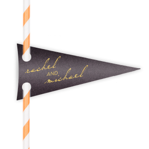 Our beautiful custom Stardream Black Double Point Straw Tag with Shiny 18 Kt Gold Foil will impress guests like no other. Make this party unforgettable.