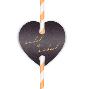 Our beautiful custom Stardream Black Double Point Straw Tag with Shiny 18 Kt Gold Foil will impress guests like no other. Make this party unforgettable.