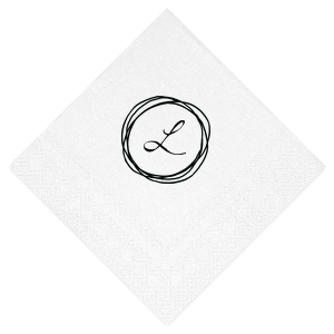 ForYourParty's personalized Crystal White Shimmer Cocktail Napkin with Matte Black Foil has a Circle Doodle Frame graphic and is good for use in Frames themed parties and will give your party the personalized touch every host desires.
