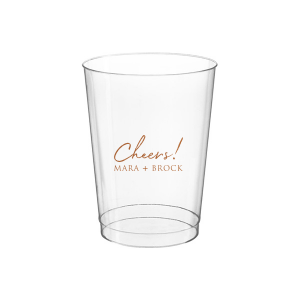 Raise a toast with the Cheers to the Couple Name Cup, where festivity meets elegance. A large, fanciful "Cheers!" in an exuberant script sets the stage for celebration, while the couple's names in bold capitals underscore the personal touch. This frosted cup's simple yet impactful design perfectly encapsulates the spirit of a joyous toast to love and unity.