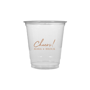 Raise a toast with the Cheers to the Couple Name Cup, where festivity meets elegance. A large, fanciful "Cheers!" in an exuberant script sets the stage for celebration, while the couple's names in bold capitals underscore the personal touch. This frosted cup's simple yet impactful design perfectly encapsulates the spirit of a joyous toast to love and unity.