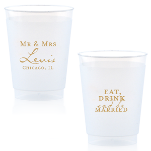 Raise your next toast in elegance with the Modern Vintage Mr & Mrs Cup. Adorned with a timeless script celebrating the newlyweds, it begs you to "Eat, Drink and Be Married." A stylish nod to blissful matrimony, one chic sip at a time! 