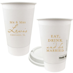 Our personalized Gold Ink 12 oz Paper Coffee Cups with Lid with Gold Ink Cup Ink Colors will impress guests like no other. Make this party unforgettable.
