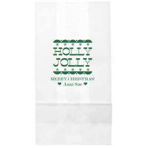 Bring home good cheers with the Holly Jolly Bag. The classic design comes in a variety of style to best fit your holiday event or function. Perfect for dinner leftovers or gift bags!