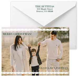Make a wonderful first impression with the Scallop Border Holiday Card. Perfect for invitations, well wishing or holiday greetings, the A7 sized card can be uploaded with your own photo to pair alongside custom text.