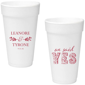 Celebrate in style with the We Said Yes Wedding Cup. Featuring a vibrant 3D "YES" filled with elegant florals, it’s a nod to romance and joy. The reverse reveals the couple’s names linked in love with the date below. A true cup of celebration! 