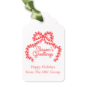 Extend the warmest of welcomes this year with our Season's Greetings Gift Tag. The sleek and classic design comes in a variety of colors and shapes to best match your holiday vision. Perfect as gifts tags for presents under the tree or goodie bags for holiday parties.