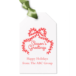 Extend the warmest of welcomes this year with our Season's Greetings Gift Tag. The sleek and classic design comes in a variety of colors and shapes to best match your holiday vision. Perfect as gifts tags for presents under the tree or goodie bags for holiday parties.