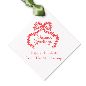 Extend the warmest of welcomes this year with our Season's Greetings Gift Tag. The sleek and classic design comes in a variety of colors and shapes to best match your holiday vision. Perfect as gifts tags for presents under the tree or goodie bags for holiday parties.