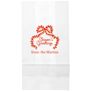 The Season's Greetings Bag is perfect for gift bags or take home party favors. Available in a wide variety of styles and colors to suite your unique needs, further customize your product to match your unique tastes and add a special detail that can't be overlooked.

