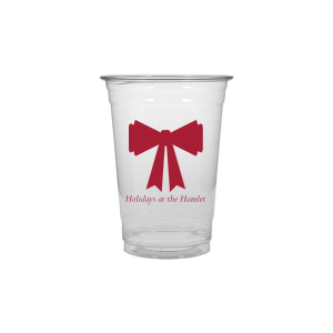 Stock up with supplies needed for seasonal spirits with the Holiday Bow Cup. Available in a wide variety of styles to best suite your function, the classic design is paired with customizable text. Your party is sure to be the highlight of the year!