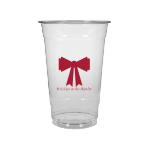 Stock up with supplies needed for seasonal spirits with the Holiday Bow Cup. Available in a wide variety of styles to best suite your function, the classic design is paired with customizable text. Your party is sure to be the highlight of the year!