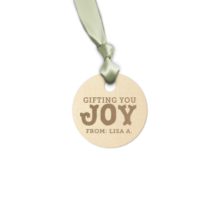 You can't go wrong this year with the Gifting You Joy Tag. Evoking a classic design, the simple and sleek gift tag can be further personalized with custom text in a wide selection of colors. Go the extra mile with your holiday gifts this year with this unforgettable tag!