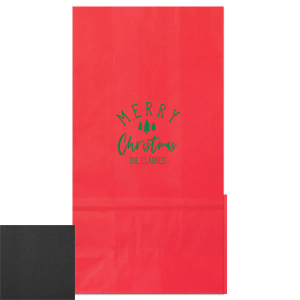 Send guests home smiling with the Merry Christmas Gift Bags. "Merry" beams above a festive trio of trees, while "Christmas" swirls below in joyous script. These charming bags hold gratitude and warmth, turning a simple party favor into a festive finale they’ll cherish. 