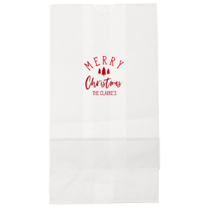 Send guests home smiling with the Merry Christmas Gift Bags. "Merry" beams above a festive trio of trees, while "Christmas" swirls below in joyous script. These charming bags hold gratitude and warmth, turning a simple party favor into a festive finale they’ll cherish. 