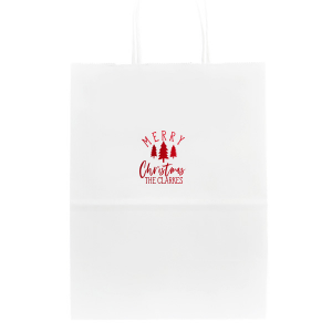 Send guests home smiling with the Merry Christmas Gift Bags. "Merry" beams above a festive trio of trees, while "Christmas" swirls below in joyous script. These charming bags hold gratitude and warmth, turning a simple party favor into a festive finale they’ll cherish. 