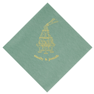 Cheers to a classic! Our Classic Champagne Tower Napkin is one of our most popular designs available in a variety of paper and ink colors. Customize your product to best suite your impeccable taste for your upcoming function or event.