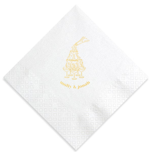 Cheers to a classic! Our Classic Champagne Tower Napkin is one of our most popular designs available in a variety of paper and ink colors. Customize your product to best suite your impeccable taste for your upcoming function or event.