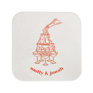 The Classic Champagne Tower Coaster is perfect for weddings, engagements, birthdays and nearly any other gathering or event. The popular design comes in a wide selection of colors so you can best match your event and style. 
