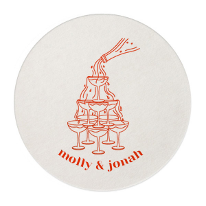 The Classic Champagne Tower Coaster is perfect for weddings, engagements, birthdays and nearly any other gathering or event. The popular design comes in a wide selection of colors so you can best match your event and style. 
