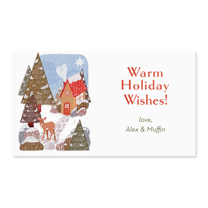 Spread the festivity this season with the Warm Holiday Wishes Label. Featuring a cozy winter scene along with custom text, this label is sure to warm the hearts of friend and family.