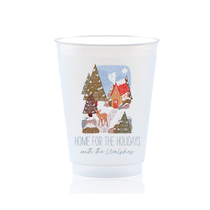 Serve only the best this holiday season with the Cozy Home For the Holidays Cups. The festive drinkware features a cozy cottage nestled in a winter wonderland alongside customizable text. Friends and family will surely feel the warmth of holiday spirits!