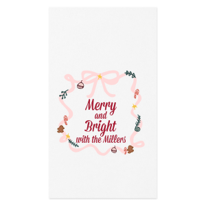 Enjoy the elegance of the Merry And Bright Holiday Bows Napkin. Featuring a holiday bow adorned with decorations, perfect for seasonal parties or festive family functions, the stylish napkin is sure to be a holiday hit!