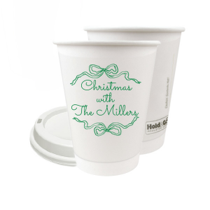 Let seasonal spirits overflow this year with the Holiday Bow Ribbon Cup. The festive design is paired with custom text, perfect for family holiday parties or nearly other festive function. 