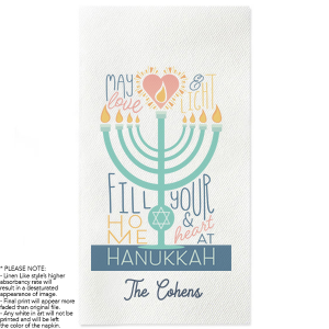 Celebrate the holiday in style this year with the Love and Light Hanukkah Full Color Napkin. The festive design is printed on high quality napkins in a variety of styles to best suit your needs this holiday season.