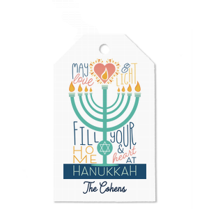 Make your gifts extra special this year with the Love and Light Hanukkah Tag! Featuring a festive holiday graphic paired with custom text, the elegant gift tag is sure to bring warmth and joy to your Hanukkah season.