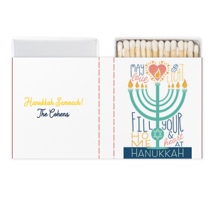 Light the menorah this holiday using the Love and Light Hanukkah Match! The stylish design comes in a variety of match styles alongside customized text to best suit your family's festivities. 