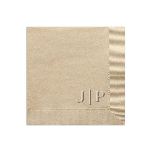 Find beauty in the simplicity of the Embossed Initials Napkin. The increasingly popular embossed style is perfect for leaving a lasting impression on guests. Available in a variety of sizes, styles and colors, the design suitable for nearly any function, from engagement events to office parties. 