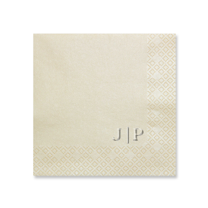 Find beauty in the simplicity of the Embossed Initials Napkin. The increasingly popular embossed style is perfect for leaving a lasting impression on guests. Available in a variety of sizes, styles and colors, the design suitable for nearly any function, from engagement events to office parties. 