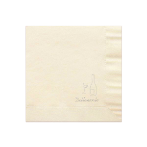 Leave a lasting impression on your guests with the Embossed Wine Bottle Napkin. The simple yet elegant design is embossed into the napkin style, size and color of your choice, making this an unforgettable hit at your next party! 