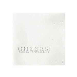 Raise glasses and spirits with our Cheers Embossed Napkin! The popular design is perfect for a wide variety of special occasions, from wedding parties to graduation celebrations. Fully customizable with your choice of color, size and style, create the perfect product for your party today.