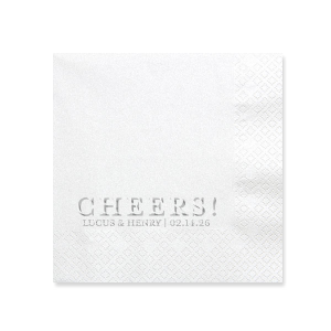 Raise glasses and spirits with our Cheers Embossed Napkin! The popular design is perfect for a wide variety of special occasions, from wedding parties to graduation celebrations. Fully customizable with your choice of color, size and style, create the perfect product for your party today.