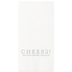 Raise glasses and spirits with our Cheers Embossed Napkin! The popular design is perfect for a wide variety of special occasions, from wedding parties to graduation celebrations. Fully customizable with your choice of color, size and style, create the perfect product for your party today.