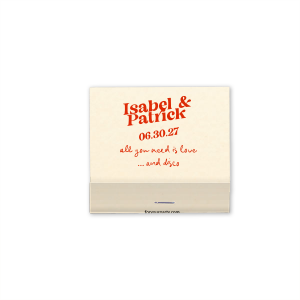 Get the party started with the Love And Disco Wedding 30 Strike Matchbook. If you are having a disco wedding or are just a couple that loves to dance, this is the perfect custom wedding party favor for you. You can personalize with the couple's name, the date of your event, and proudly pronounce that all you need is love... and disco. 